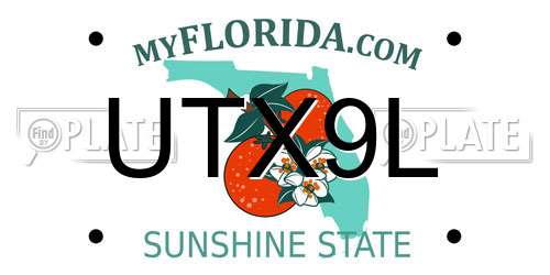 UTX9L Florida License Plate