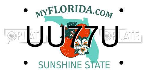 UU77U Florida License Plate