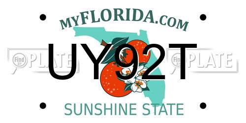 UY92T Florida License Plate