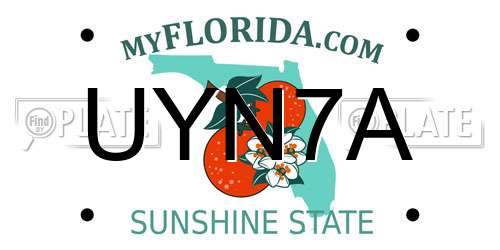 UYN7A Florida License Plate