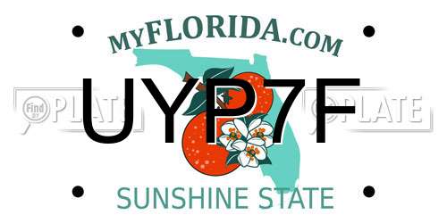 UYP7F Florida License Plate