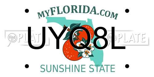 UYQ8L Florida License Plate