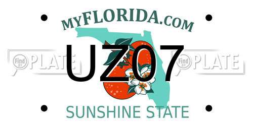 UZ07 Florida License Plate
