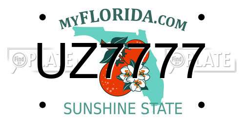 UZ7777 Florida License Plate