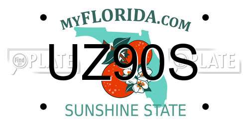 UZ90S Florida License Plate