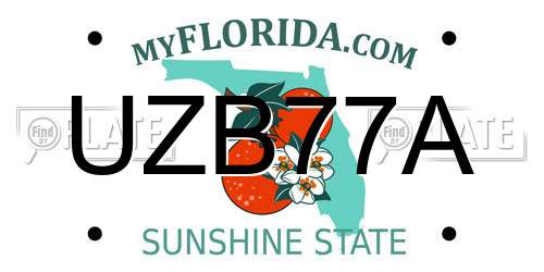 UZB77A Florida License Plate