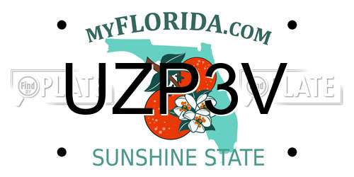 UZP3V Florida License Plate