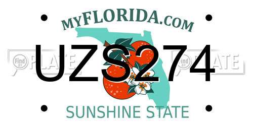 UZS274 Florida License Plate