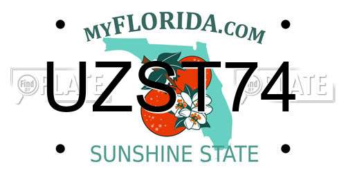 UZST74 Florida License Plate