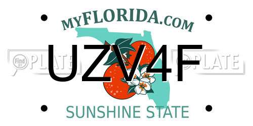UZV4F Florida License Plate