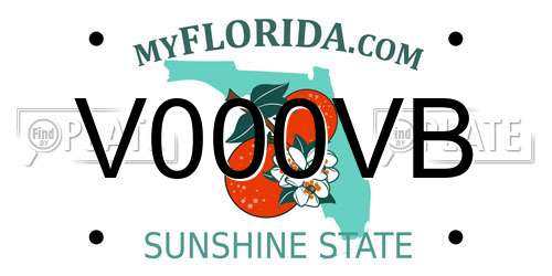 V000VB Florida License Plate