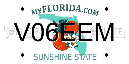 V06EEM Florida License Plate