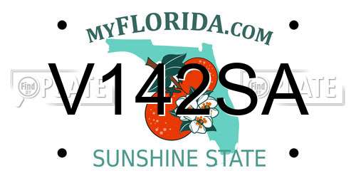 V142SA Florida License Plate