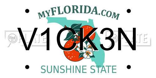 V1CK3N Florida License Plate