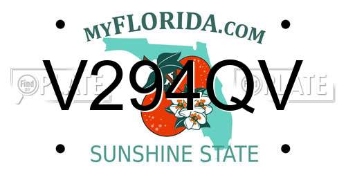V294QV Florida License Plate