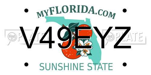 V49EYZ Florida License Plate