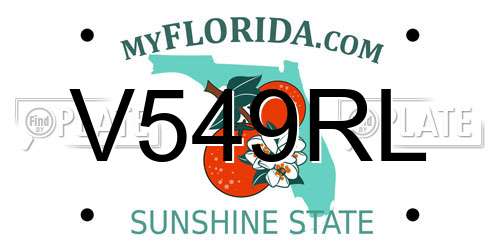 V549RL Florida License Plate