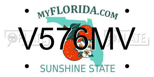 V576MV Florida License Plate