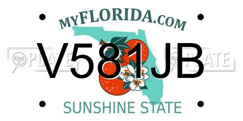 V581JB Florida License Plate
