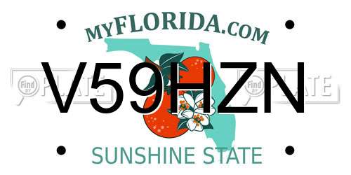 V59HZN Florida License Plate