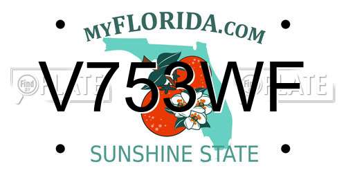 V753WF Florida License Plate