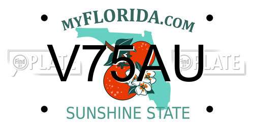 V75AU Florida License Plate