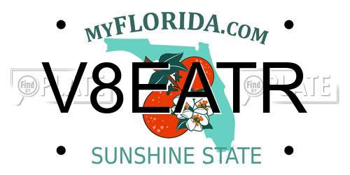 V8EATR Florida License Plate