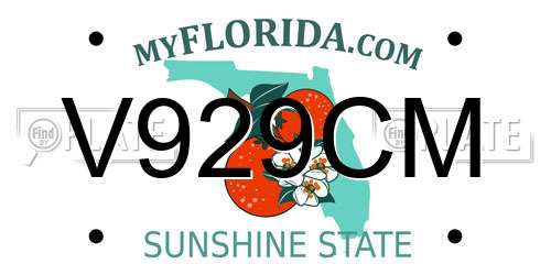 V929CM Florida License Plate