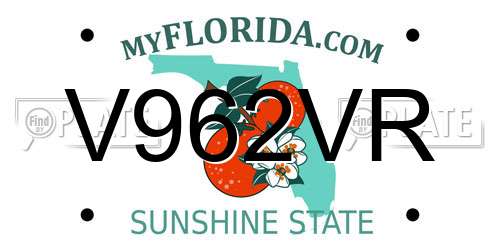 V962VR Florida License Plate