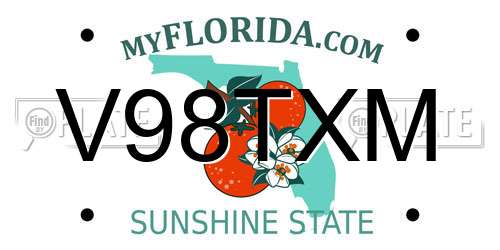 V98TXM Florida License Plate