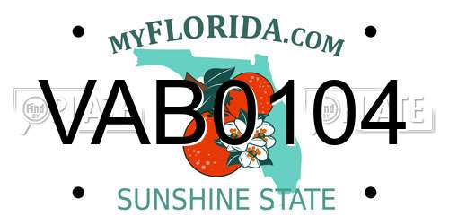 VAB0104 Florida License Plate