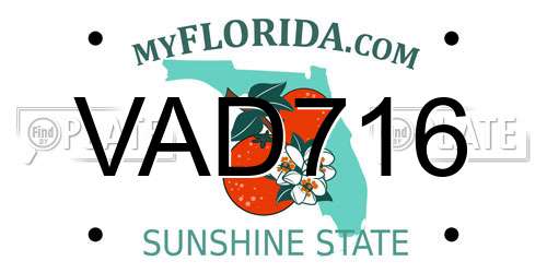 VAD716 Florida License Plate