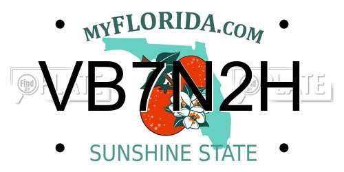 VB7N2H Florida License Plate