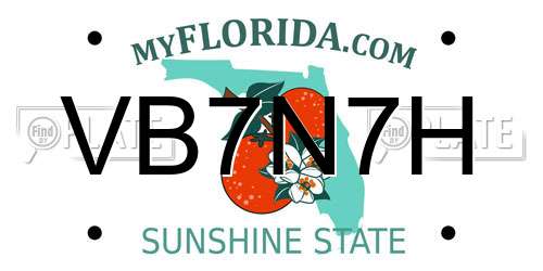VB7N7H Florida License Plate