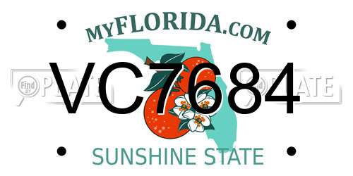 VC7684 Florida License Plate