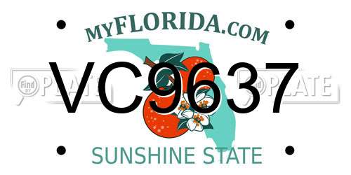 VC9637 Florida License Plate