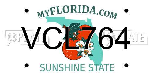 VCL764 Florida License Plate