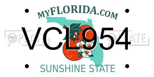 VCL954 Florida License Plate