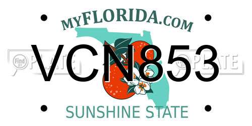 VCN853 Florida License Plate