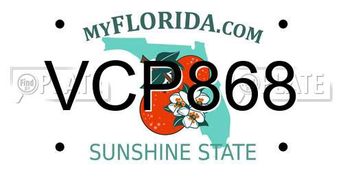 VCP868 Florida License Plate