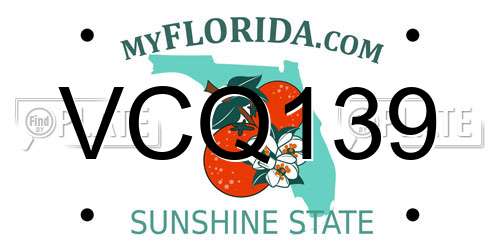 VCQ139 Florida License Plate