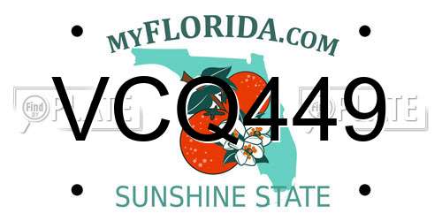 VCQ449 Florida License Plate