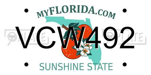 VCW492 Florida License Plate