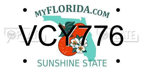 VCY776 Florida License Plate