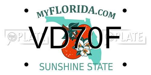 VD70F Florida License Plate