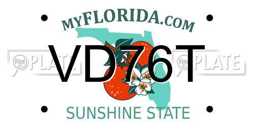 VD76T Florida License Plate