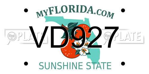 VD927 Florida License Plate