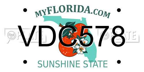 VDC578 Florida License Plate