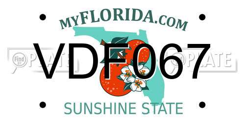 VDF067 Florida License Plate