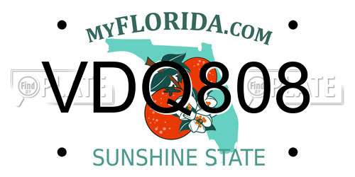 VDQ808 Florida License Plate